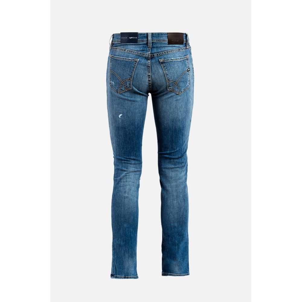 Gas Blue Cotton Slim Fit Jeans