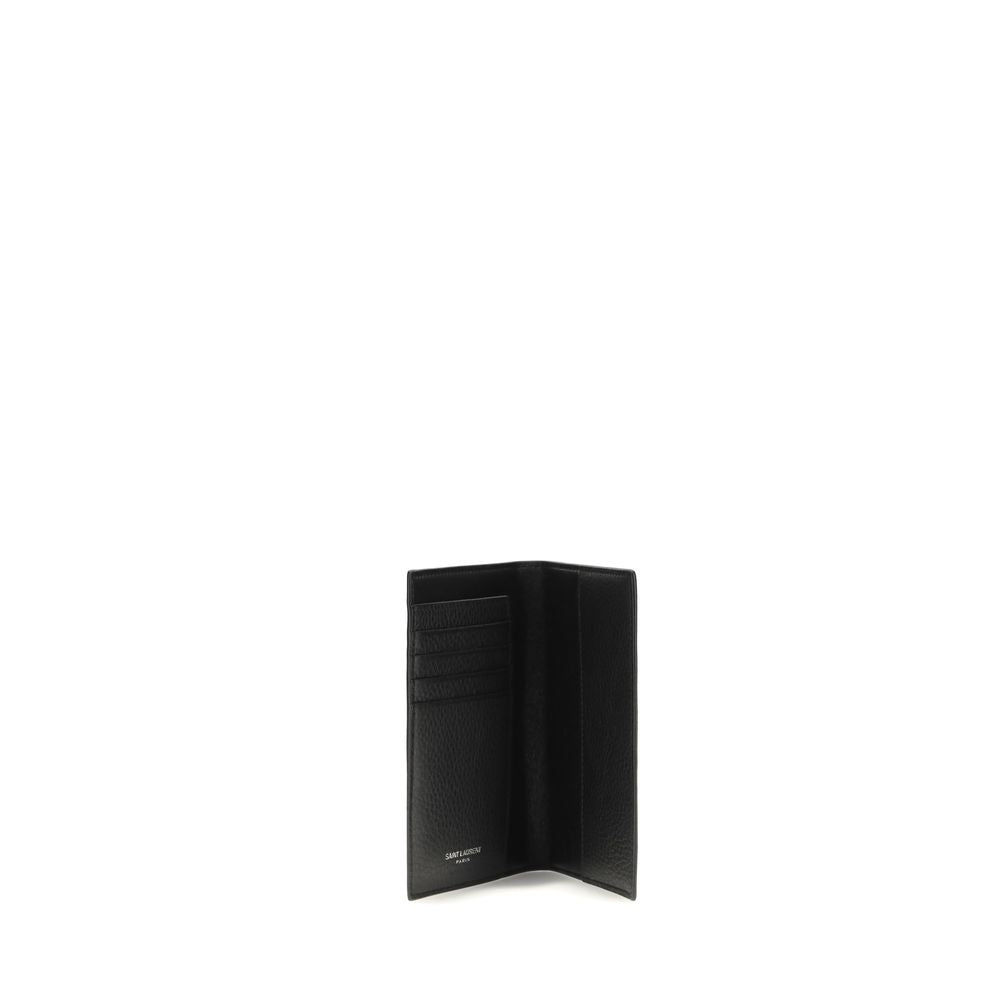 Saint Laurent Schwarzes Kalbsleder Bos Taurus Portemonnaie