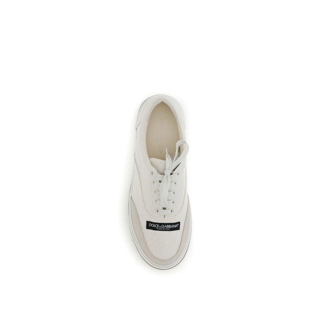 Dolce & Gabbana White Linen Low Top Sneakers