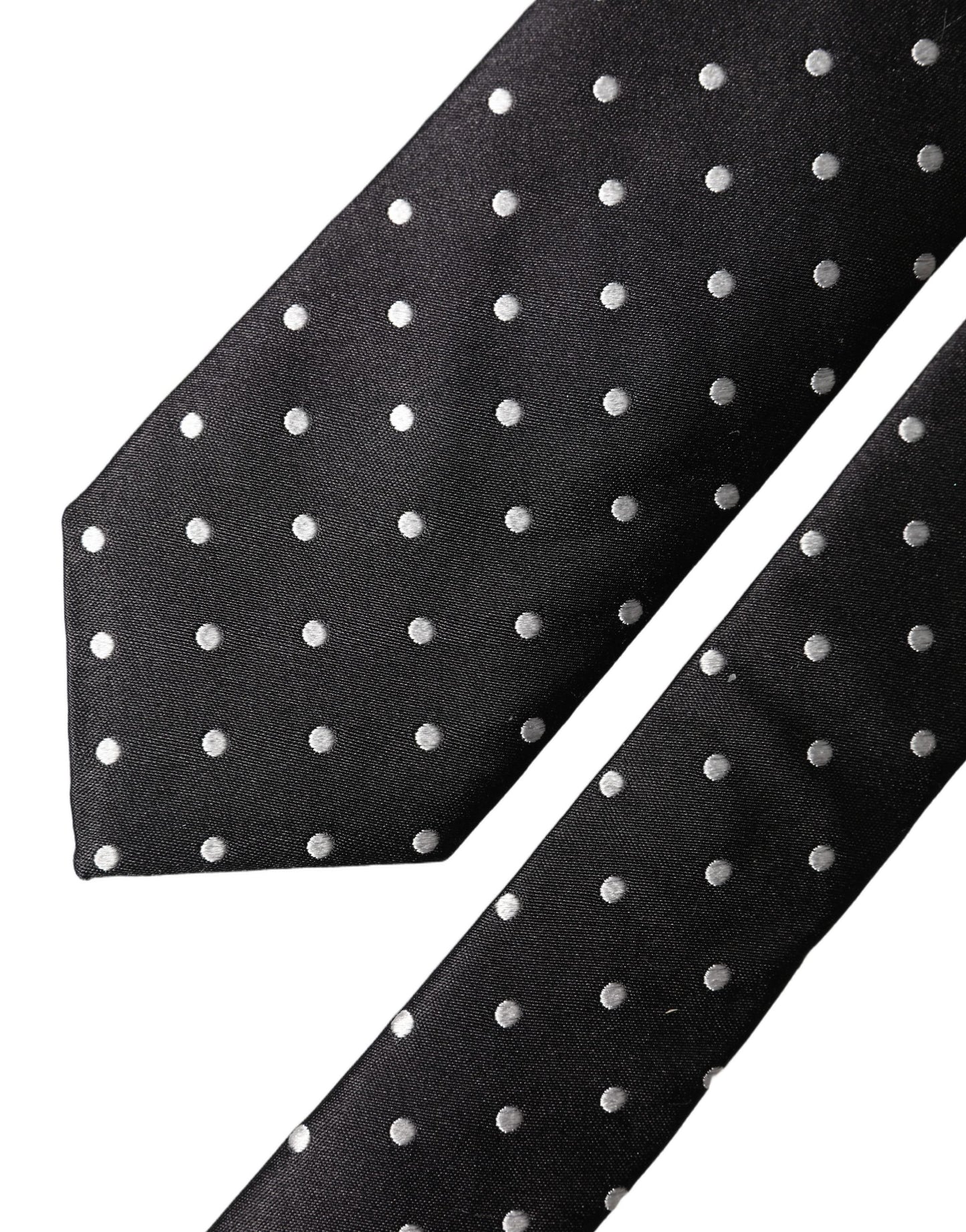 Dolce & Gabbana Zwart-Wit Polka Dots Zijden Verstelbare Heren Stropdas