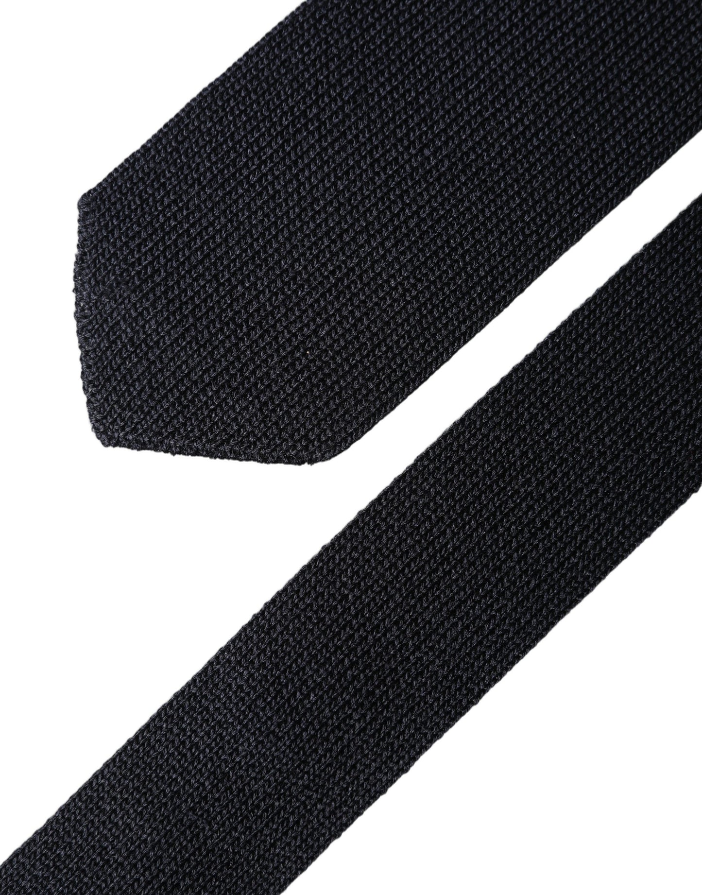 Dolce & Gabbana Dark Blue Solid 100% Silk Adjustable Men Necktie Tie