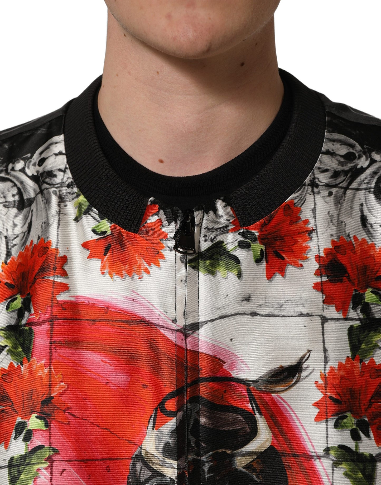 Dolce & Gabbana Multicolor Majolica Bull Print Bomber Jacket