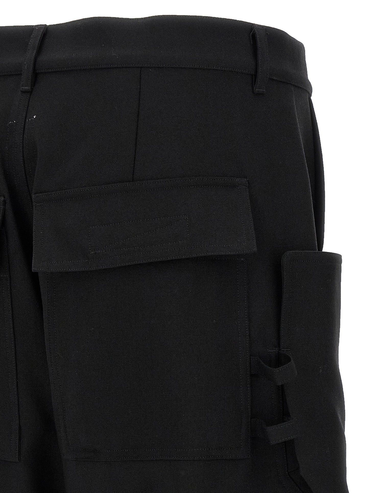 Rick Owens Black Virgin Wool Cargo Pants