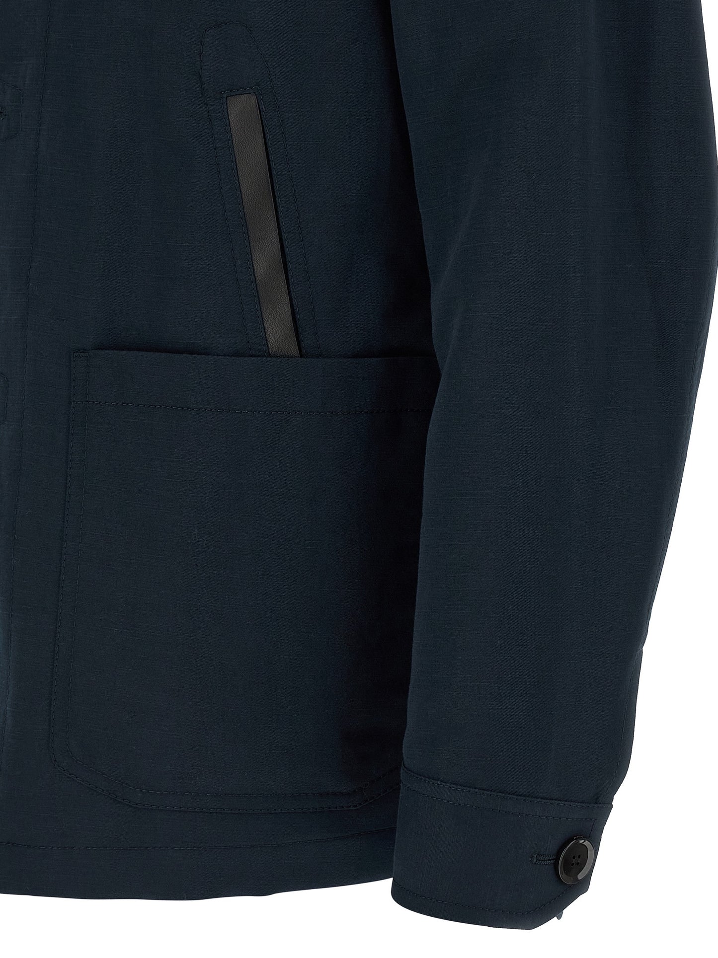 Giacca Lunga in Lino Blu Brioni