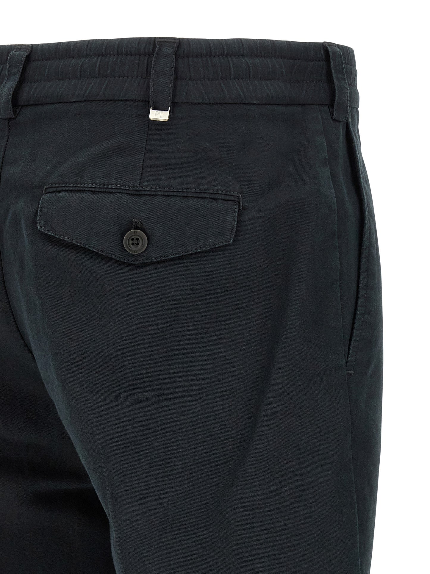 PT Torino Black Linen Casual Pants