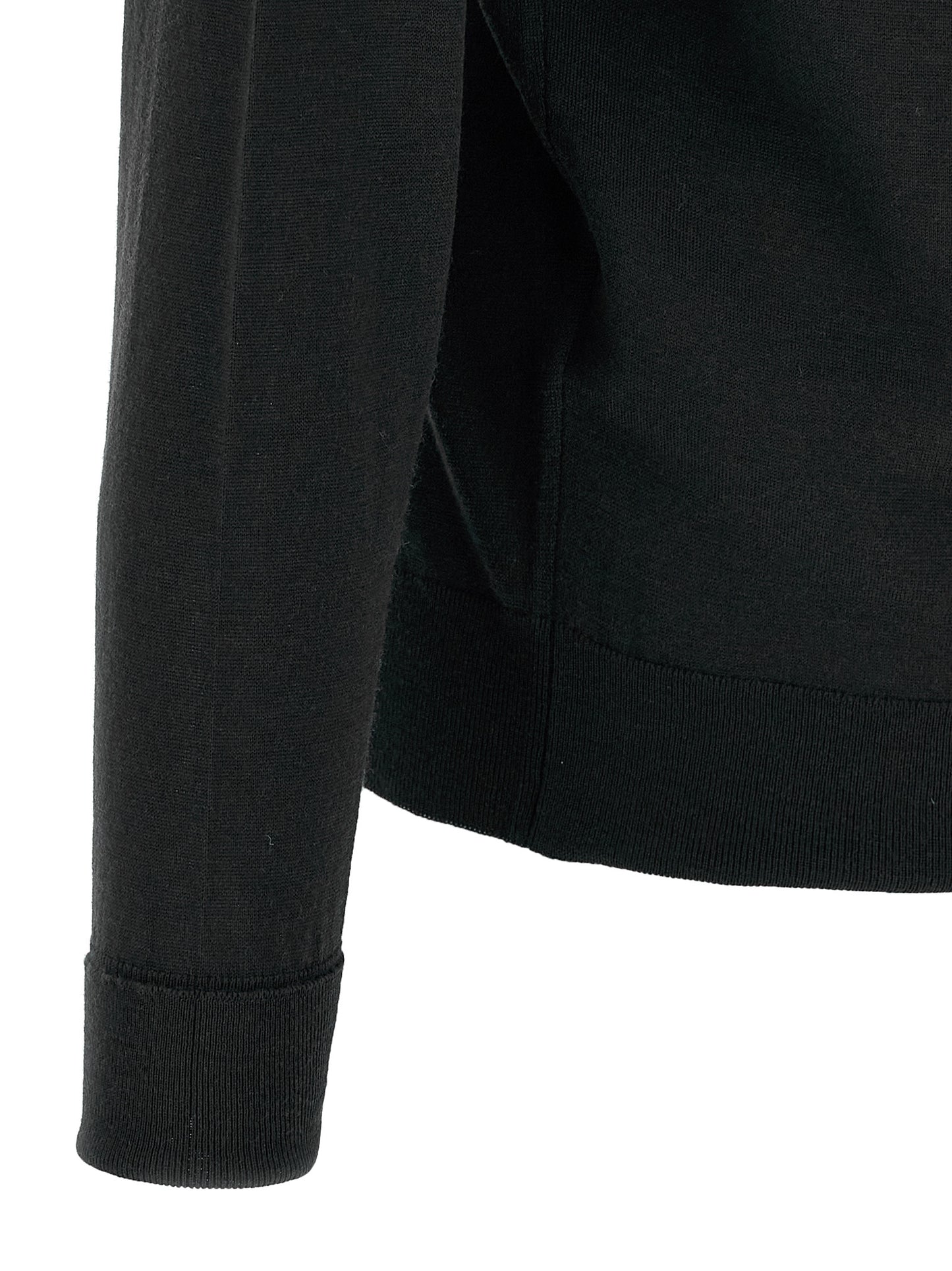 JOHN SMEDLEY Black Merino Wool Cardigan