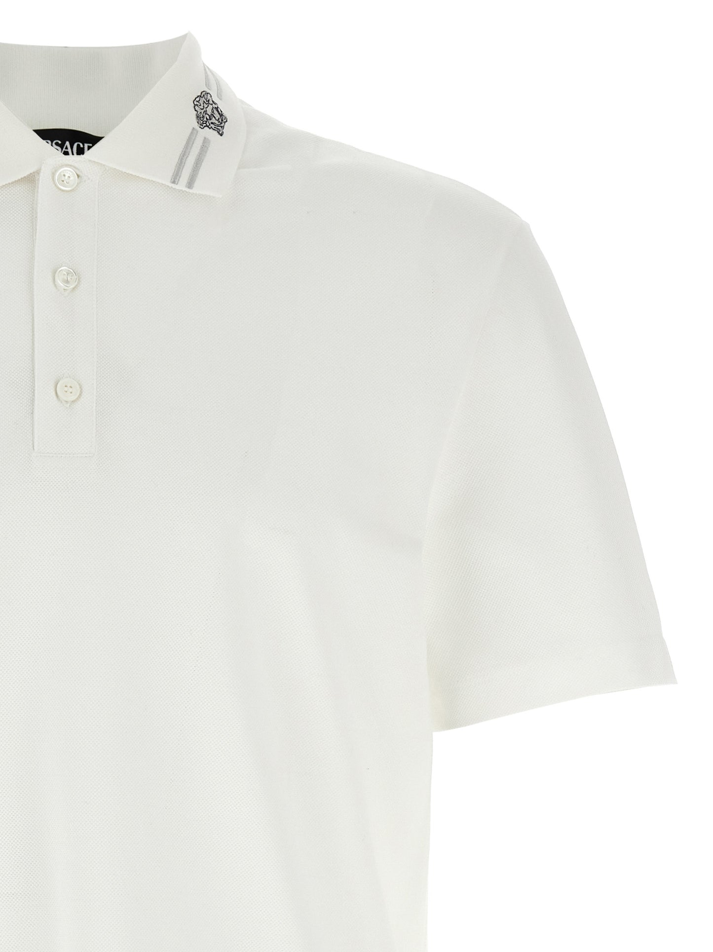 Maglietta Polo Versace Bianco in Cotone
