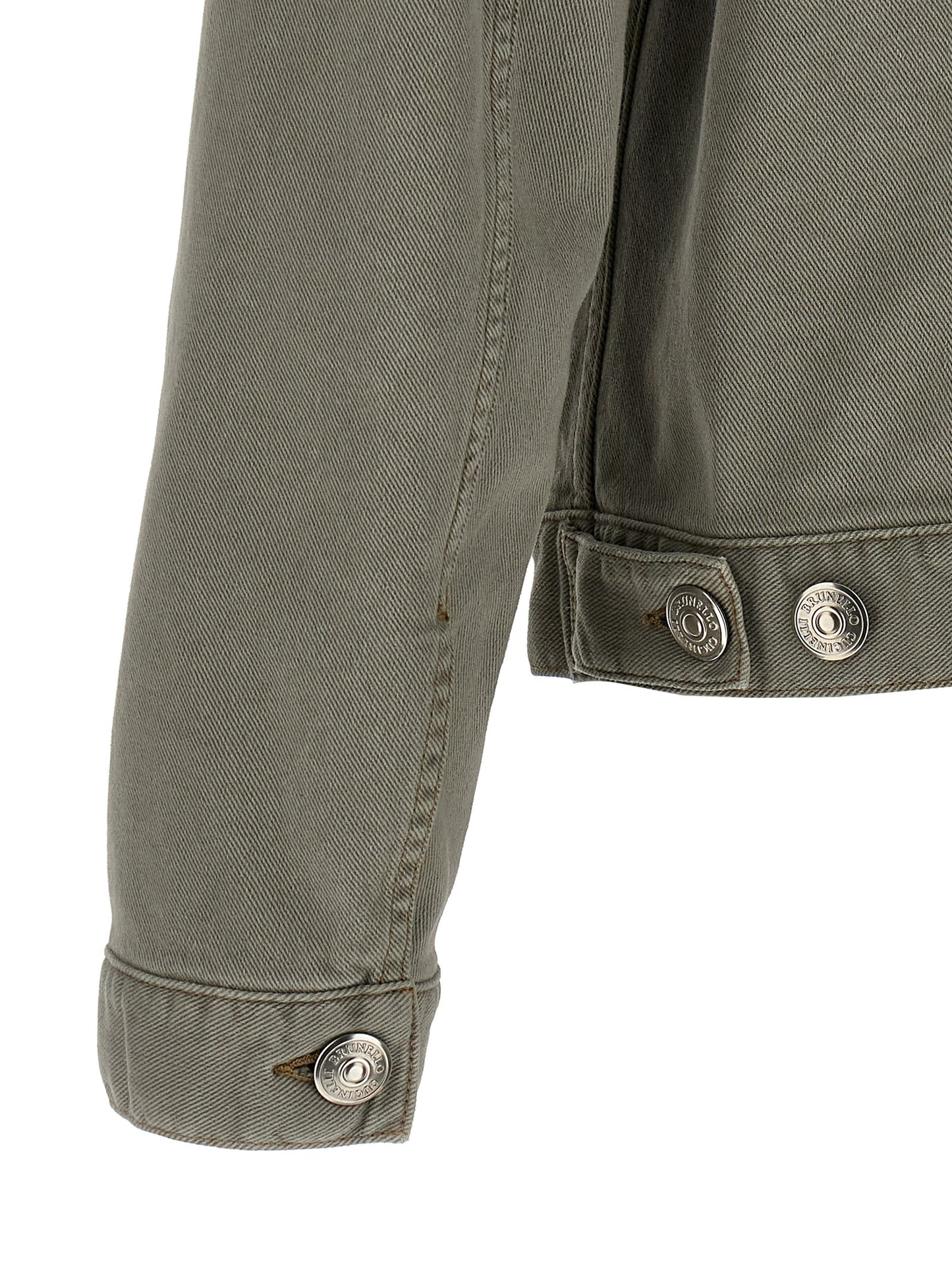Giacca in Denim di Cotone Grigia Brunello Cucinelli