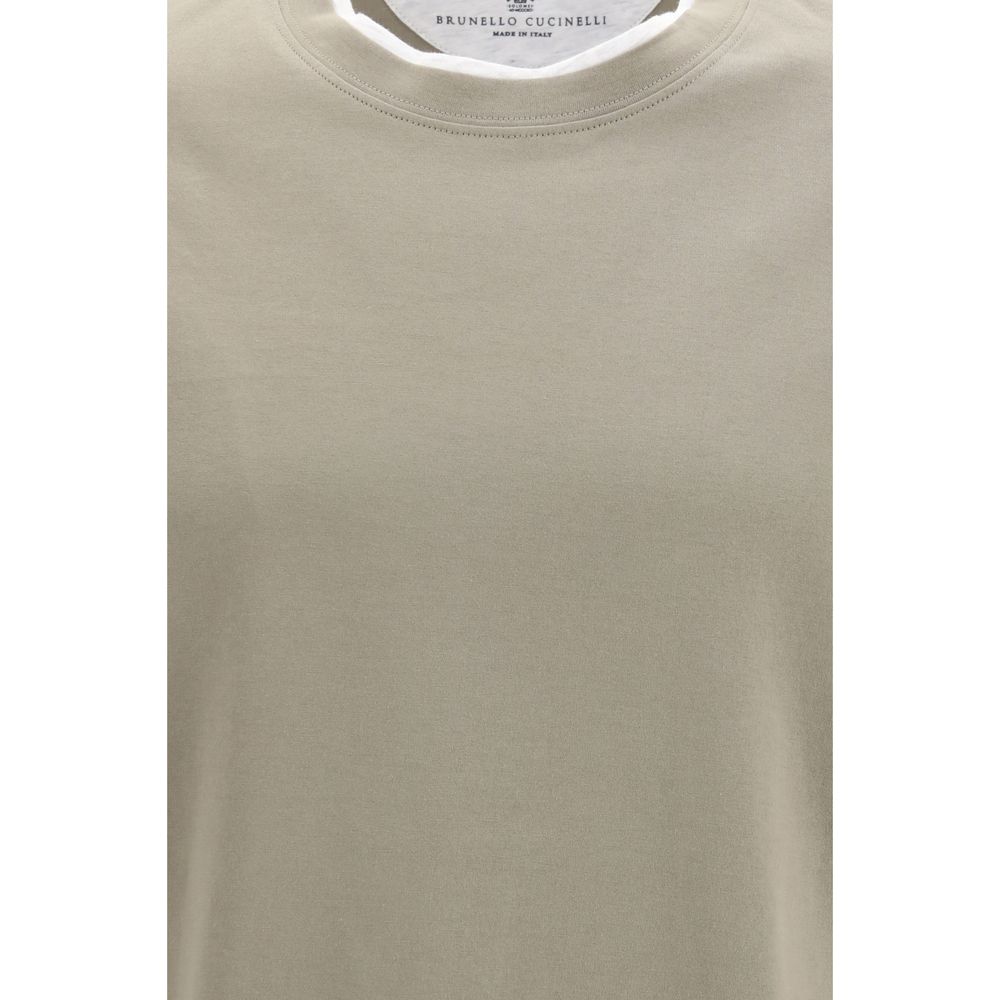 Brunello Cucinelli Tweekleurig Katoenen T-Shirt