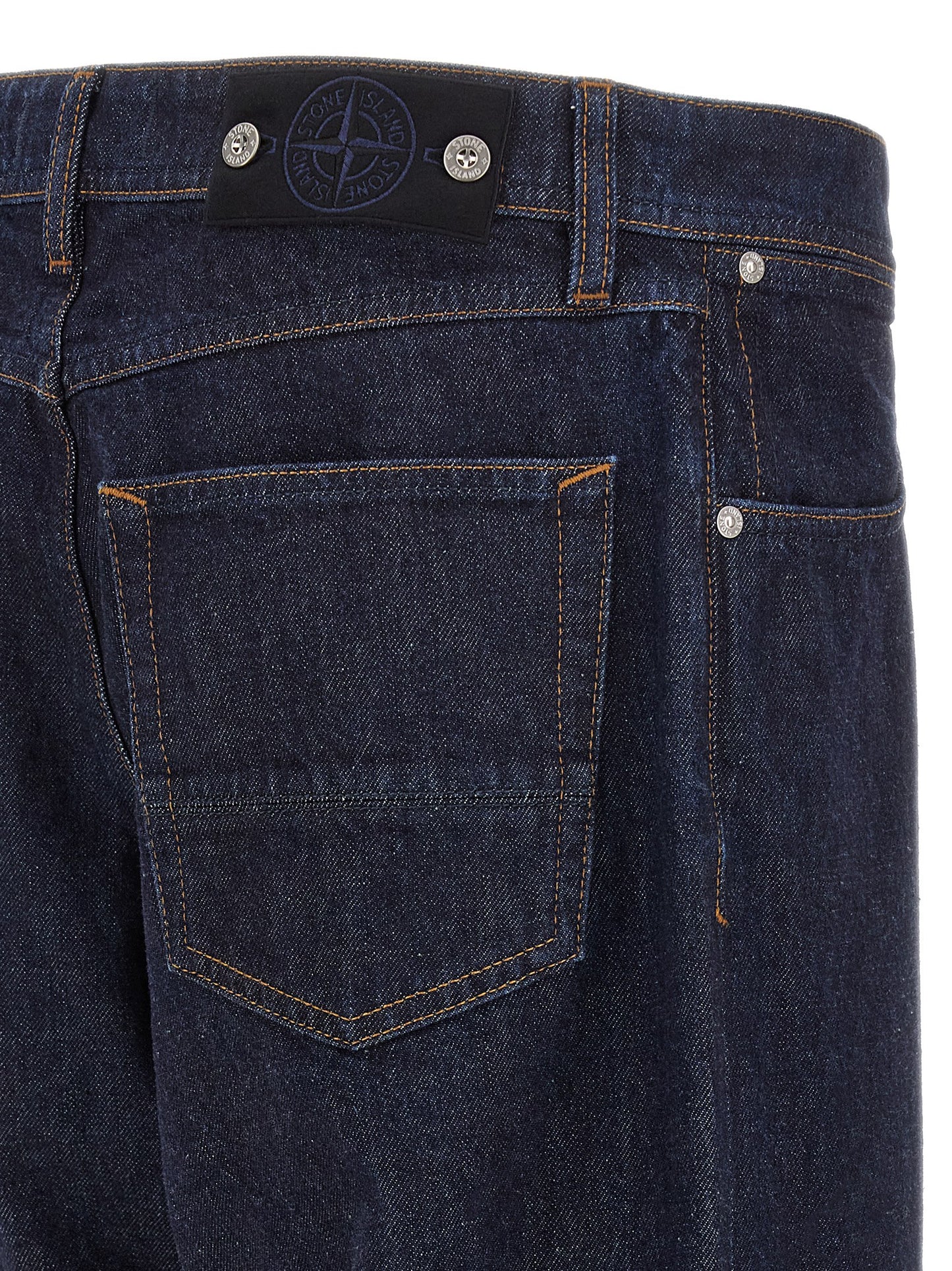 Stone Island Blue Cotton Straight-Leg Jeans