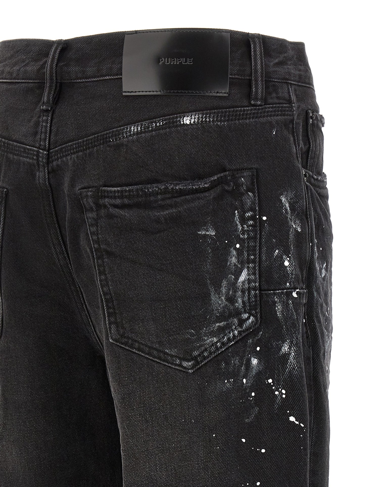 PURPLE Black Cotton Straight-Leg Jeans