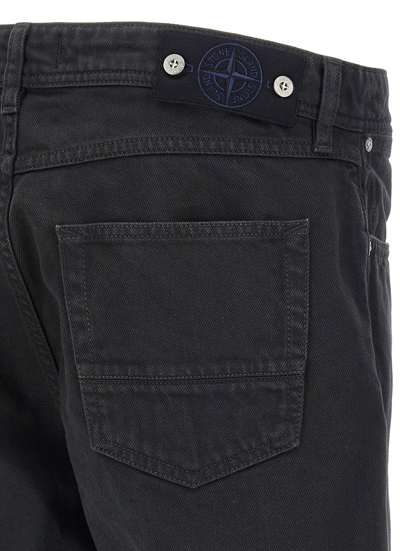 Stone Island Black Cotton Straight-Leg Jeans