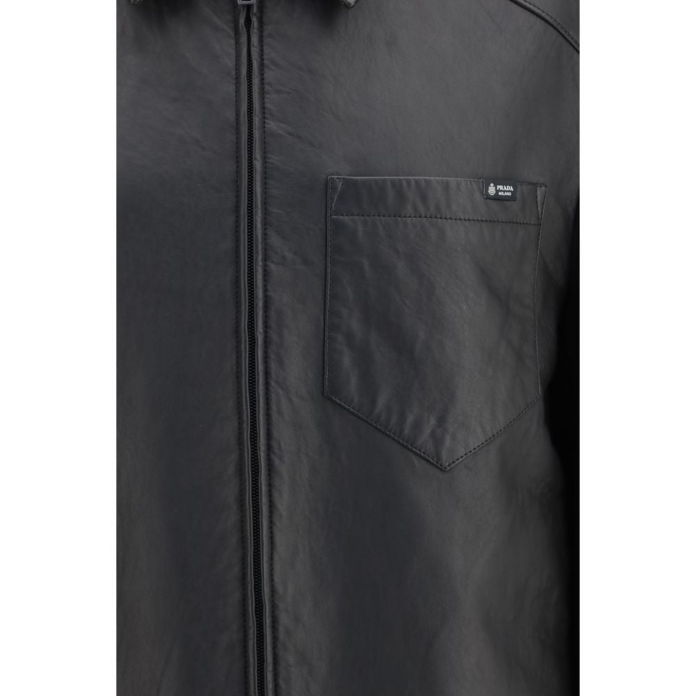 Prada Black Lamb Ovis Aries Leather Jacket