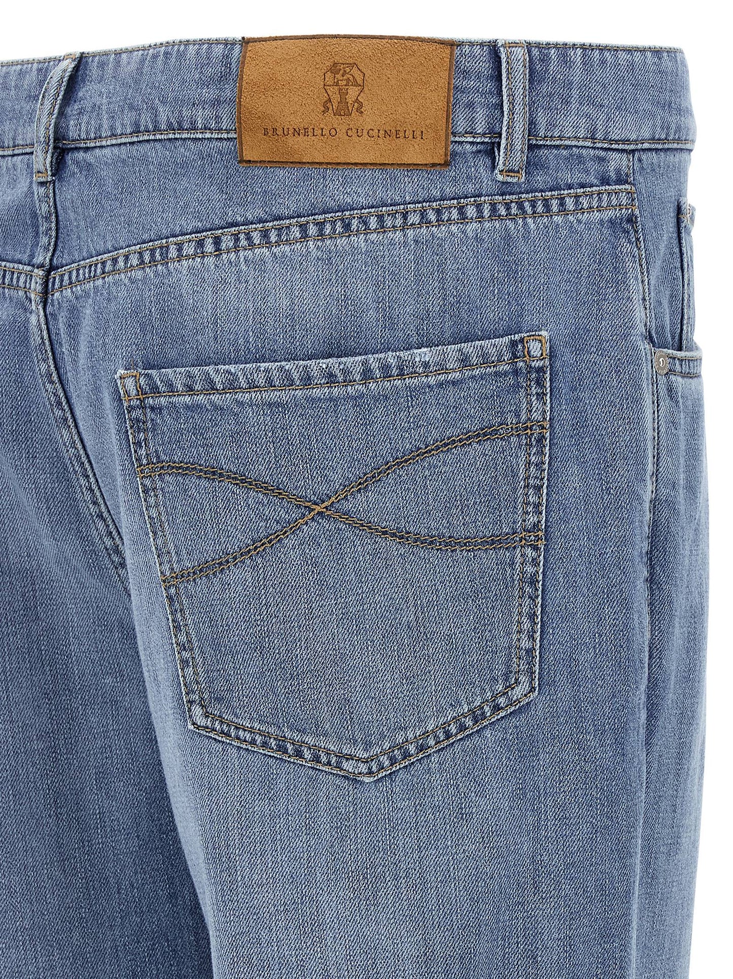 Brunello Cucinelli Blue Cotton Straight-Leg Jeans