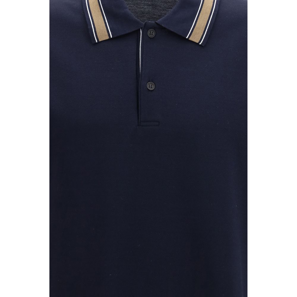 Ferragamo Blue Cotton Polo Shirt