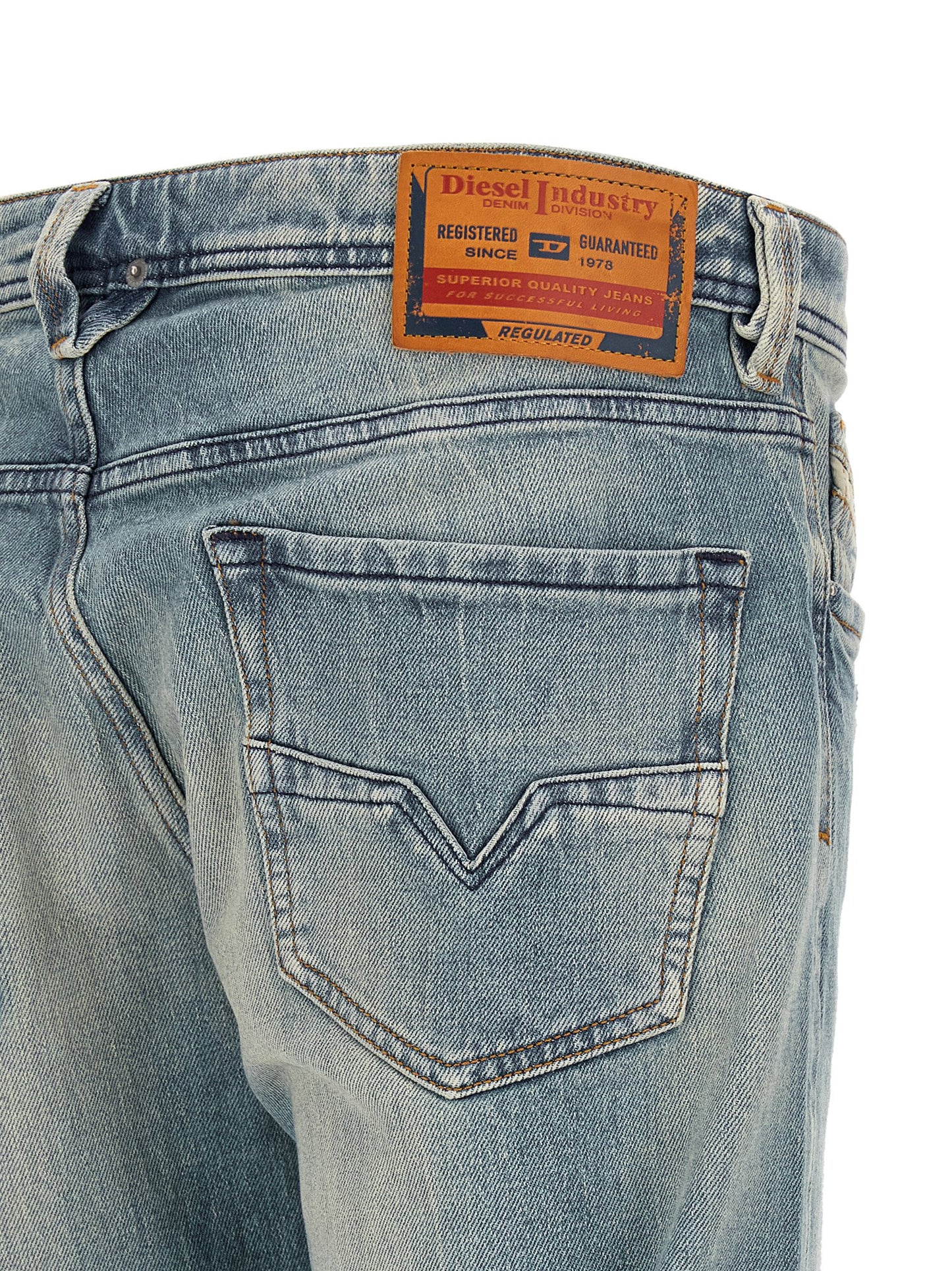 Diesel Blue Cotton Straight-Leg Jeans