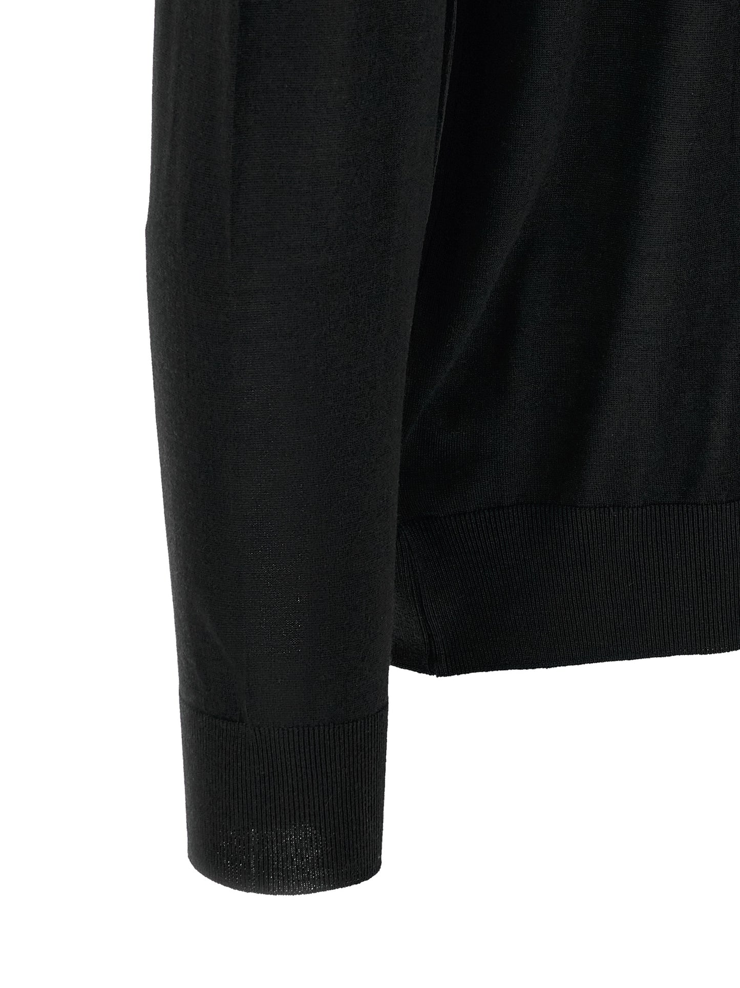 Kiton Black Wool Polo Shirt