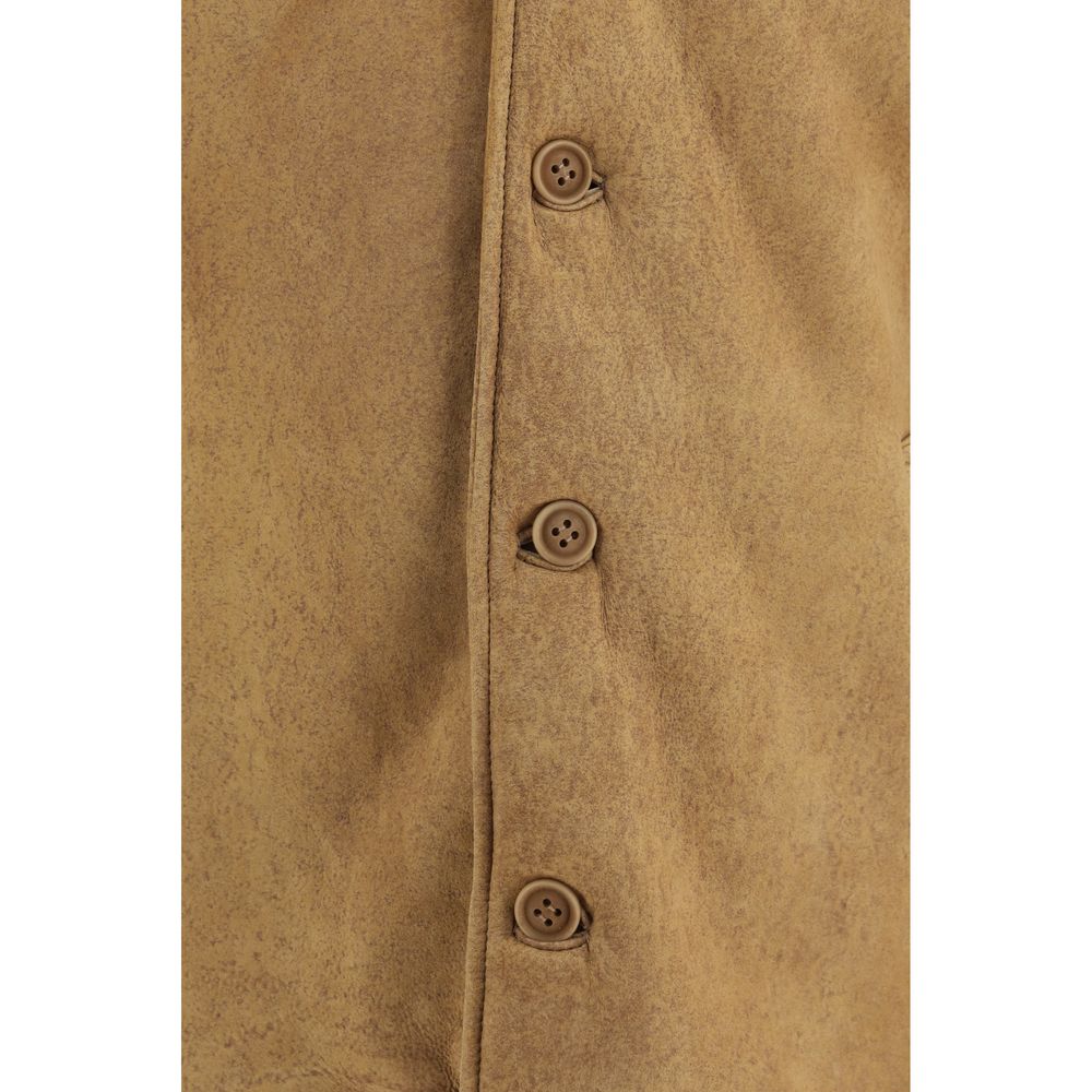 Salvatore Santoro Brown Calf Leather Bos Taurus Full-Length Jacket