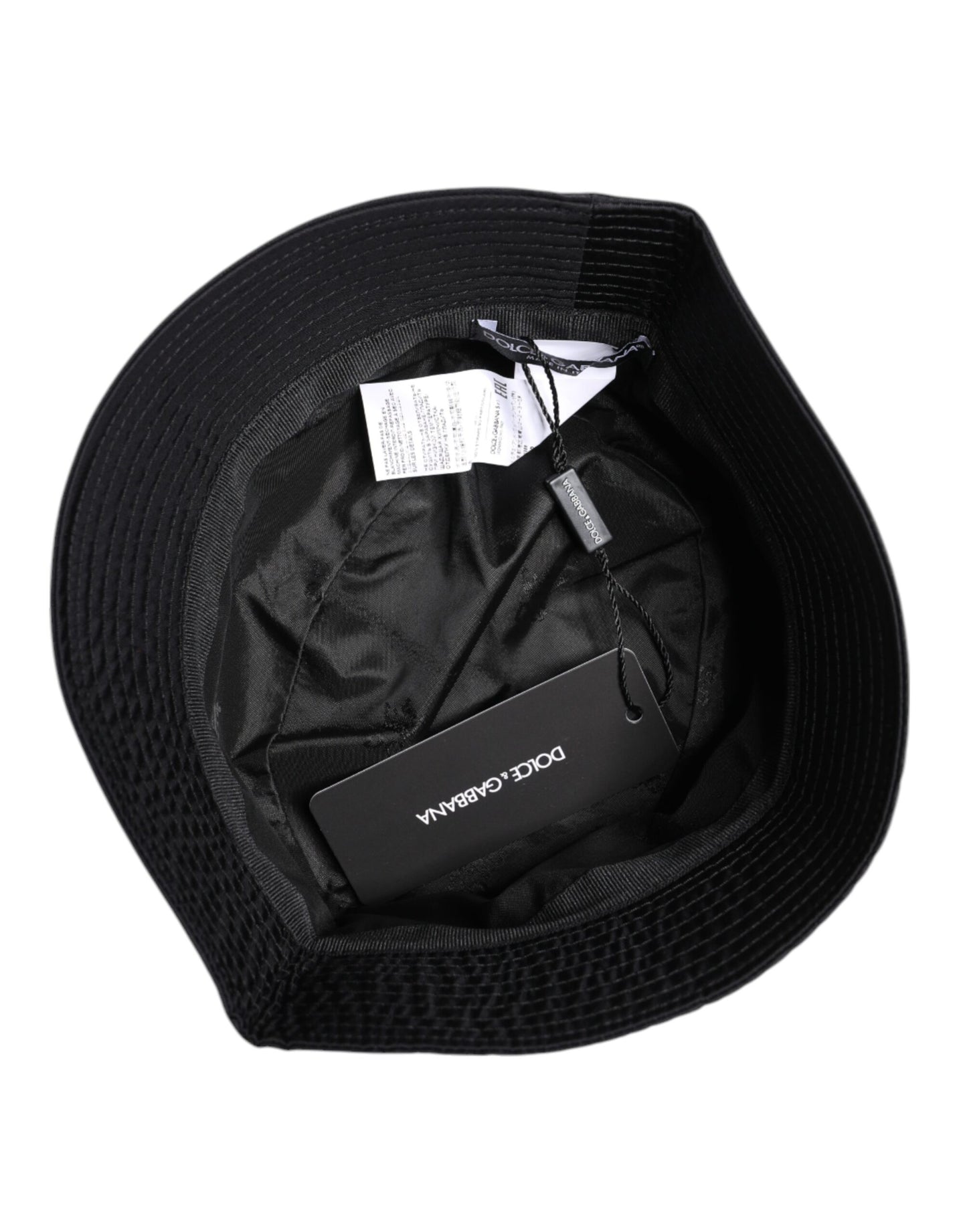 Dolce & Gabbana Schwarz Baumwoll Bucket Hat mit breiter Krempe