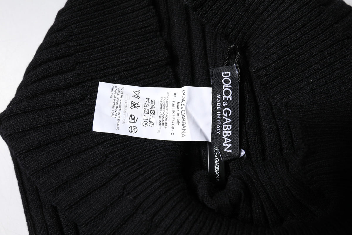 Dolce & Gabbana Black Cashmere Knitted Neck Warmer Foulard Scarf