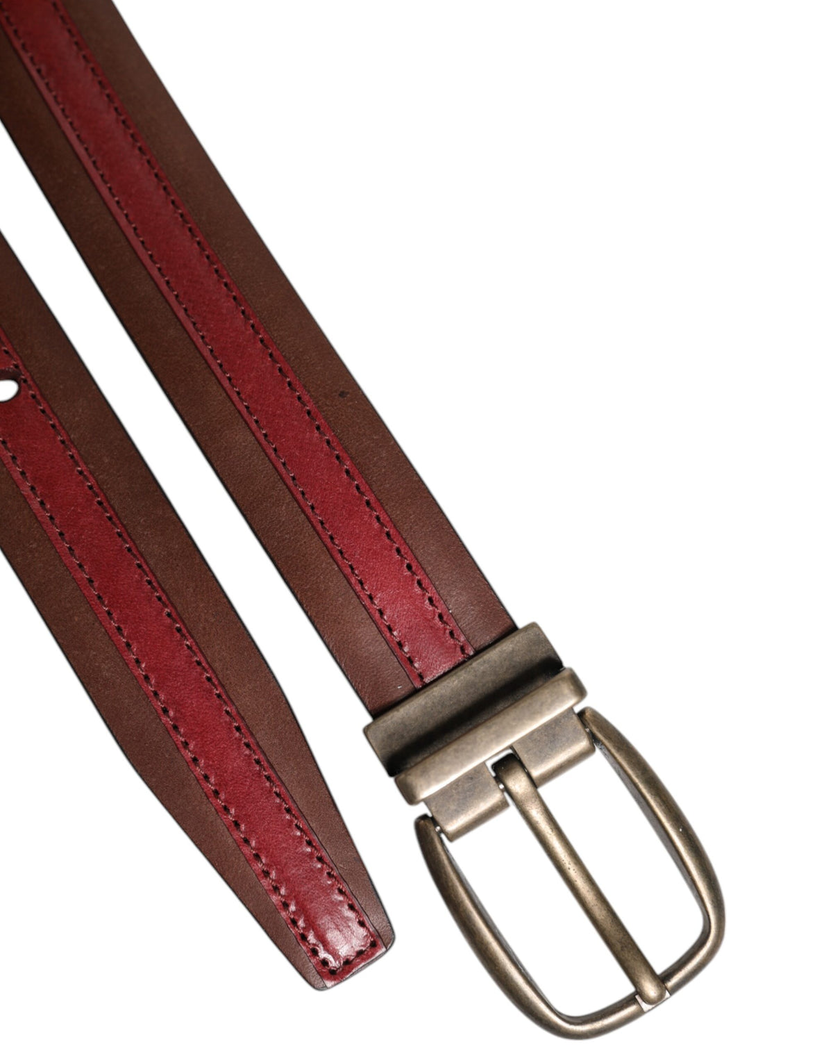 Dolce & Gabbana Burgundfarbener Ledergürtel mit Metallschnalle und Logo