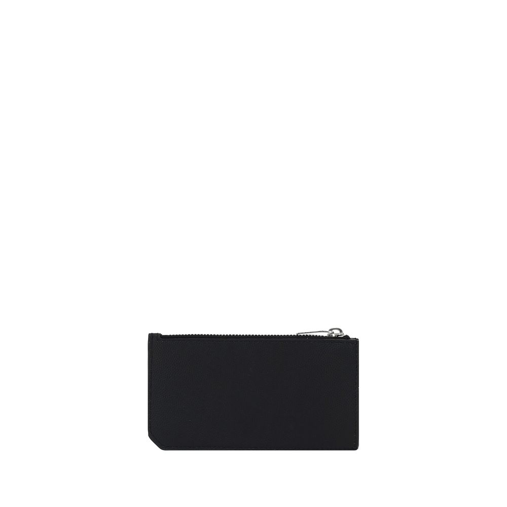 Saint Laurent Schwarzes Kalbsleder Bos Taurus Portemonnaie