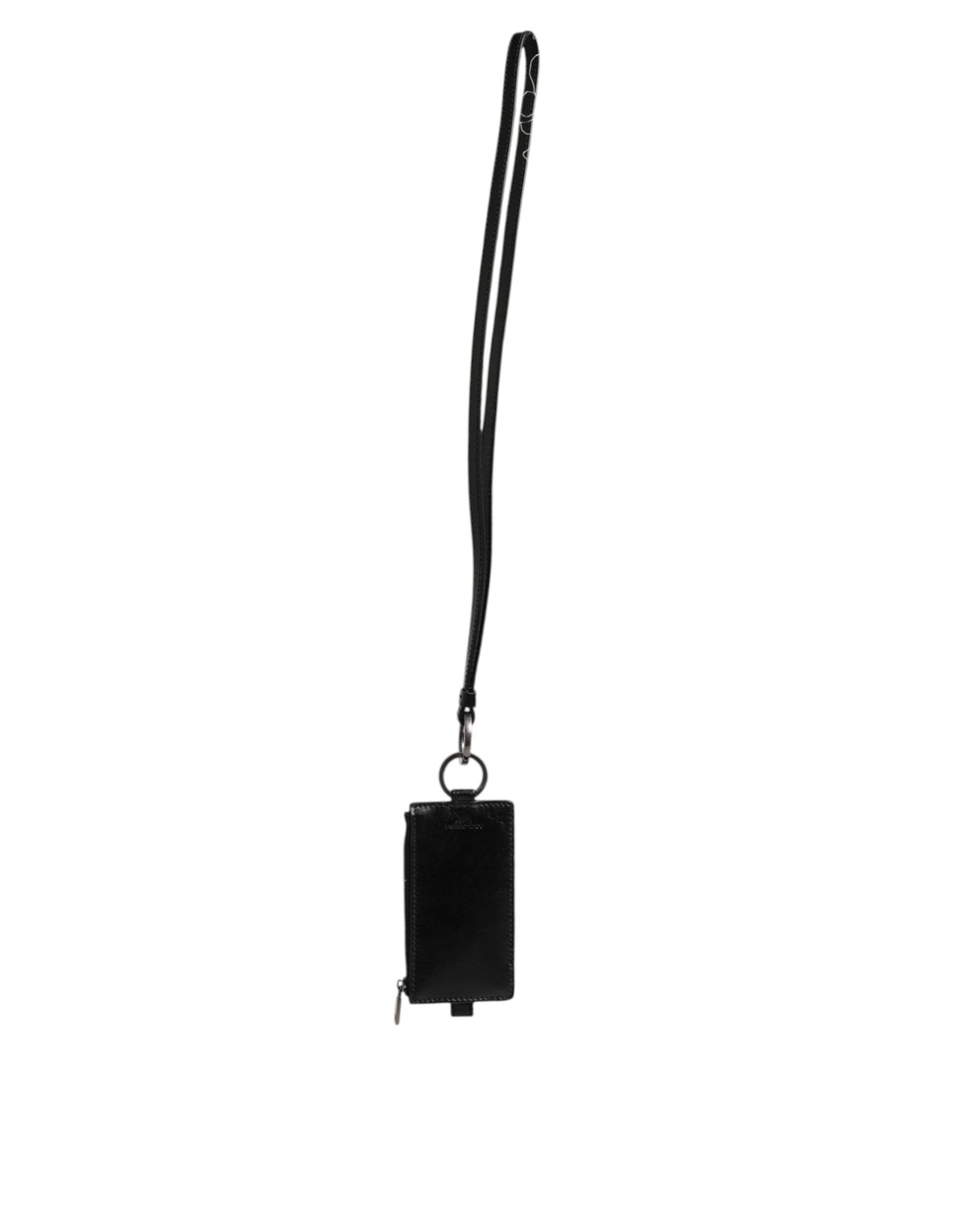 Dolce & Gabbana Zwart Leren Logo Reliëf Keycord Kaarthouder Portemonnee