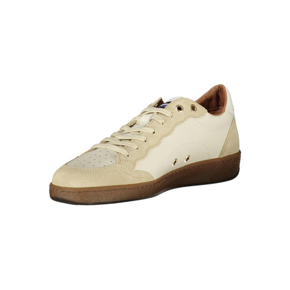 Blauer White Leather Men Sneaker