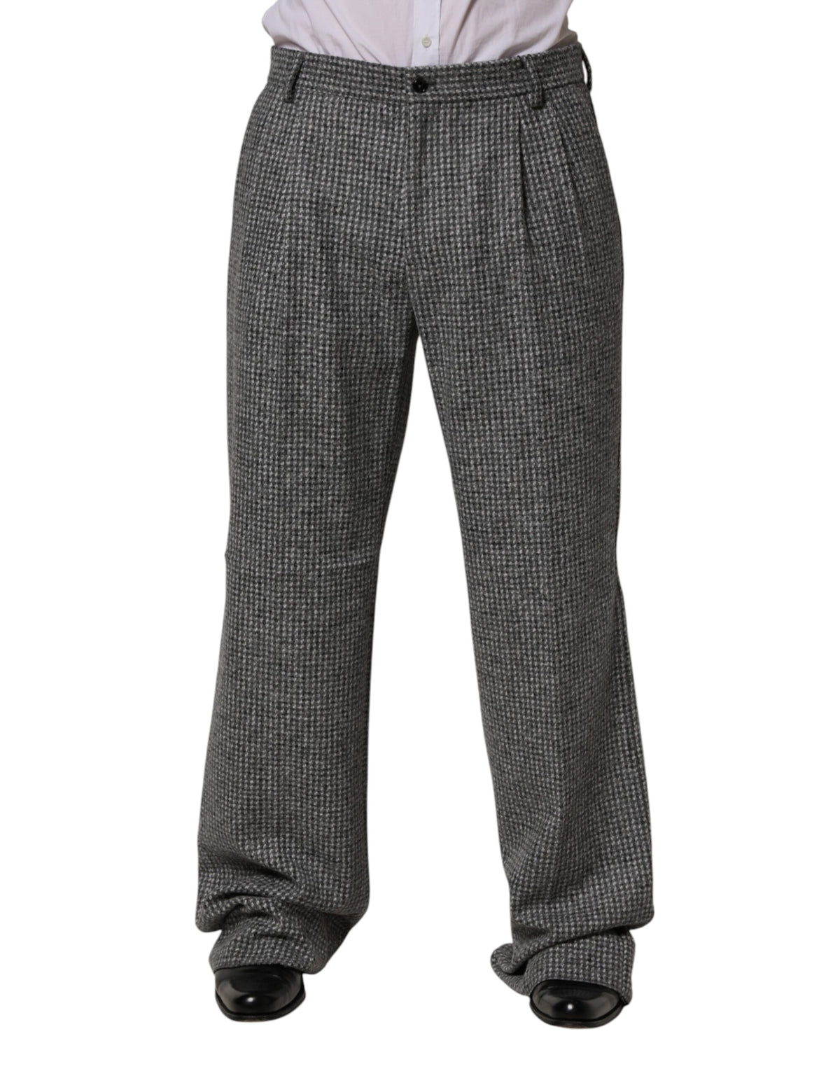 Dolce & Gabbana Gray Houndstooth Straight Dress Trouser Pants