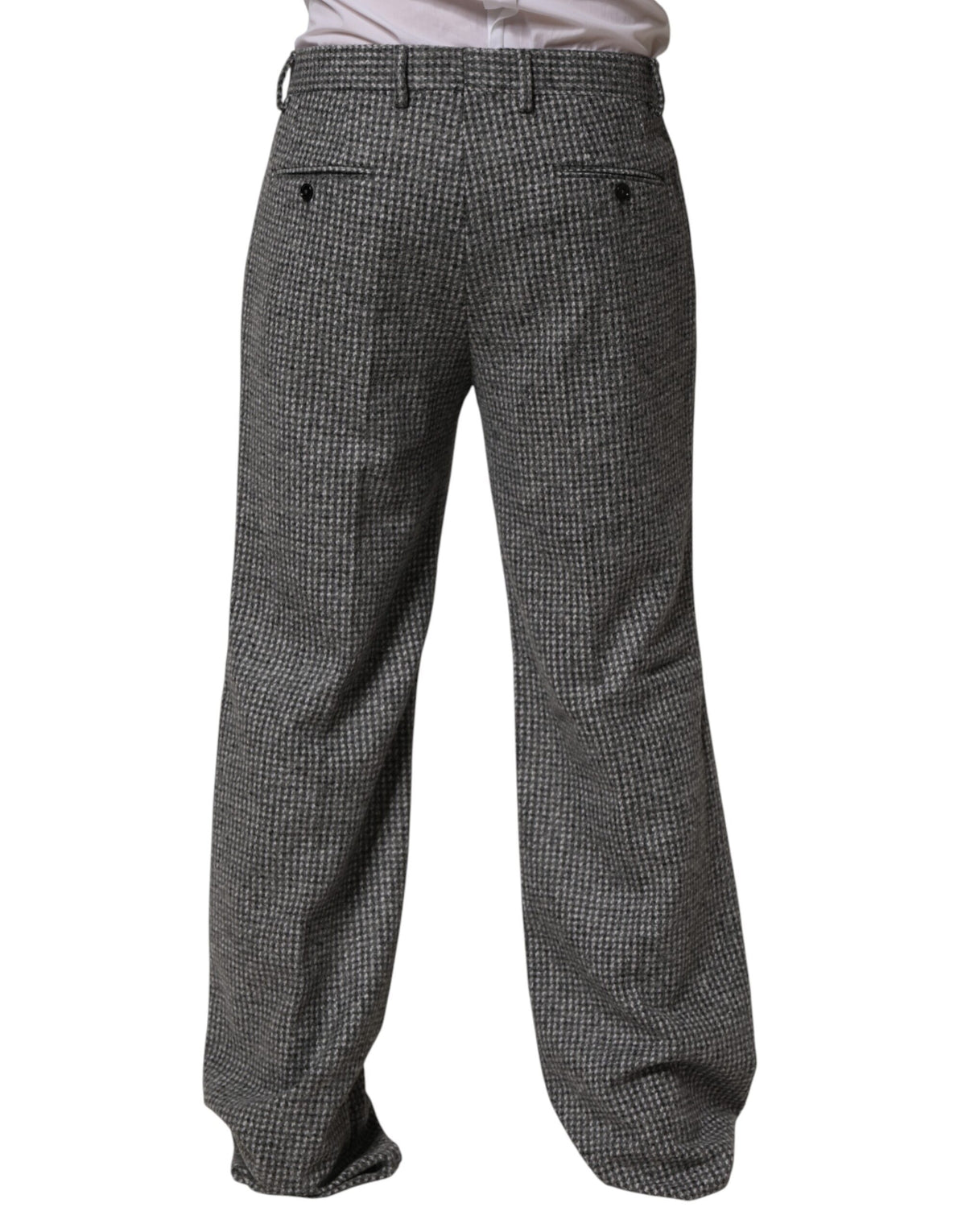 Dolce & Gabbana Gray Houndstooth Straight Dress Trouser Pants