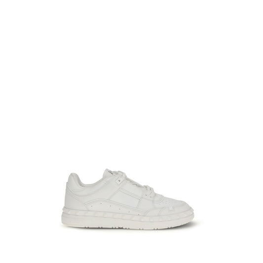 Valentino Garavani White Calf Leather Bos Taurus Low Top Sneakers