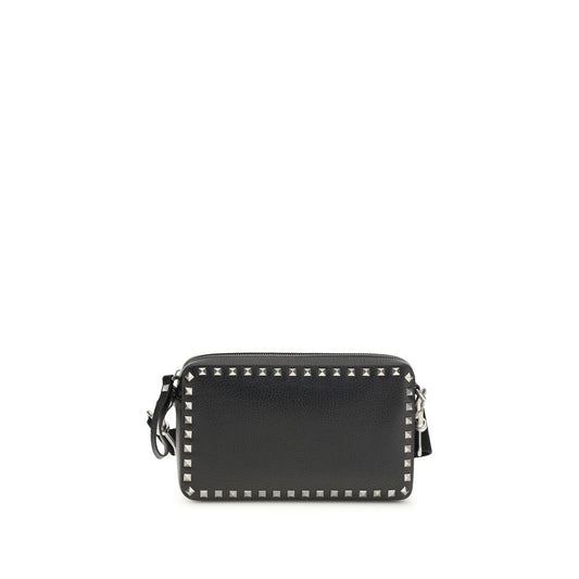 Valentino Garavani Black Calf Leather Bos Taurus Shoulder Bag