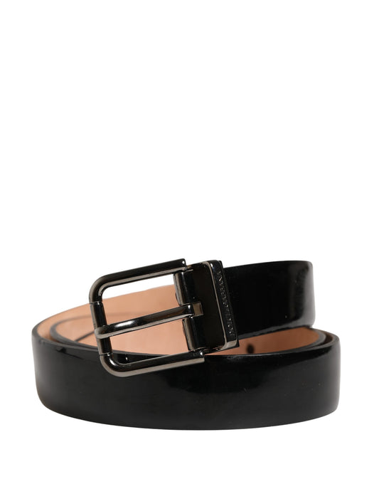 Dolce & Gabbana Heren Zwarte Klassieke Leren Riem met Metalen Gesp