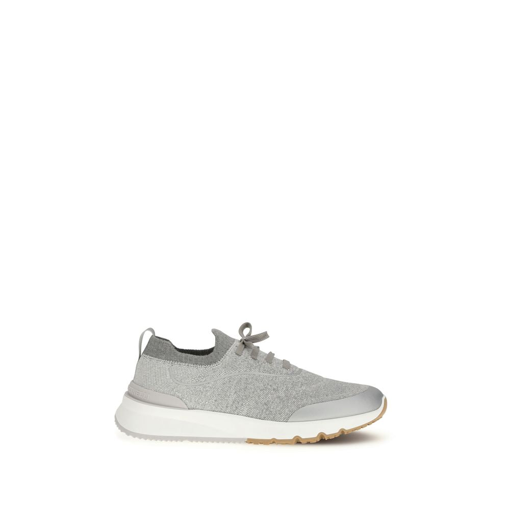 Brunello Cucinelli Gray Cotton Athletic Sneakers