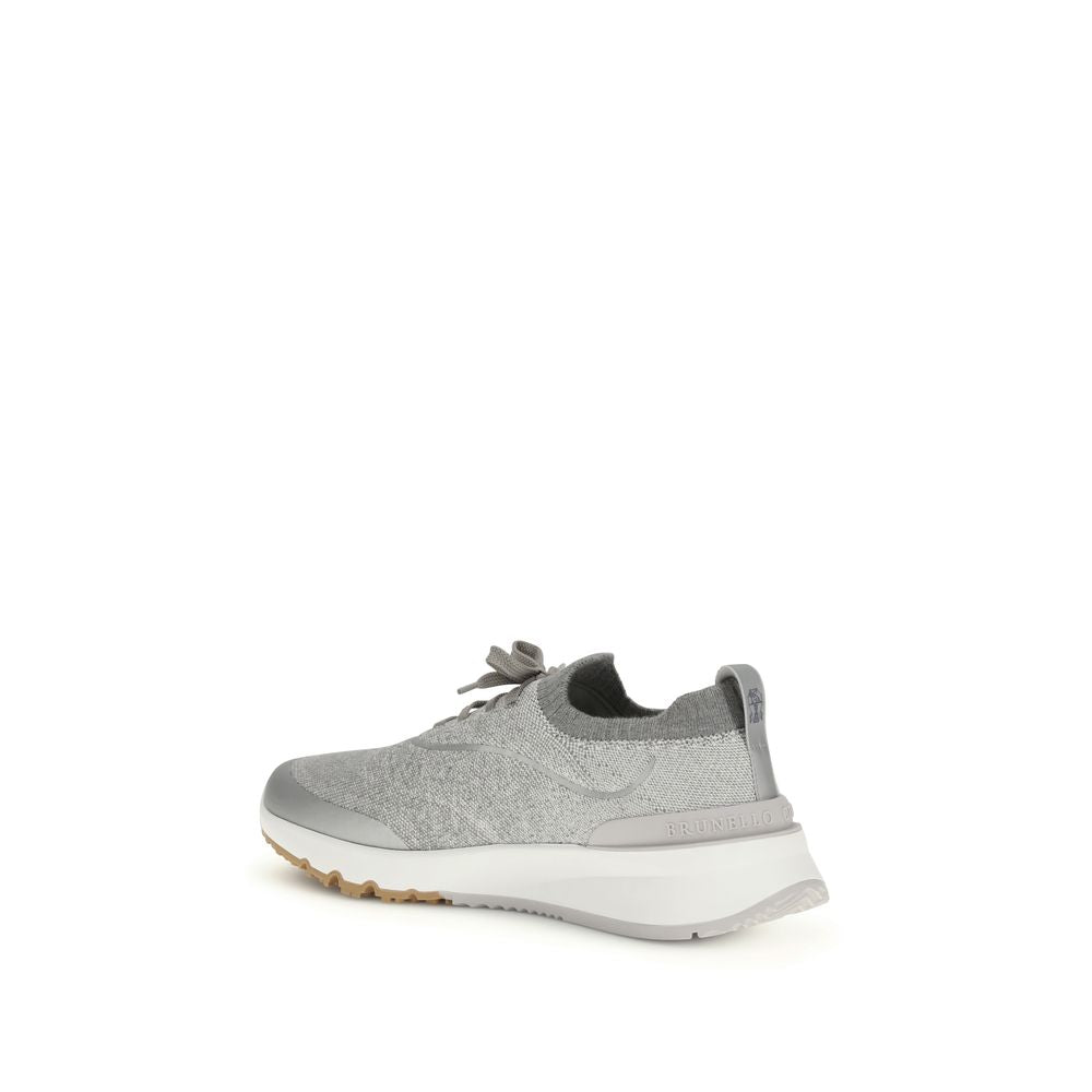Brunello Cucinelli Gray Cotton Athletic Sneakers