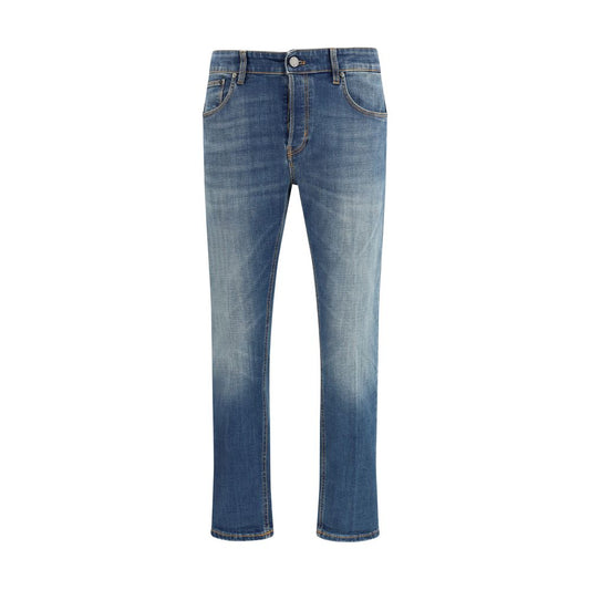 PT Torino Blauwe Taps Toelopende Jeans van Katoen