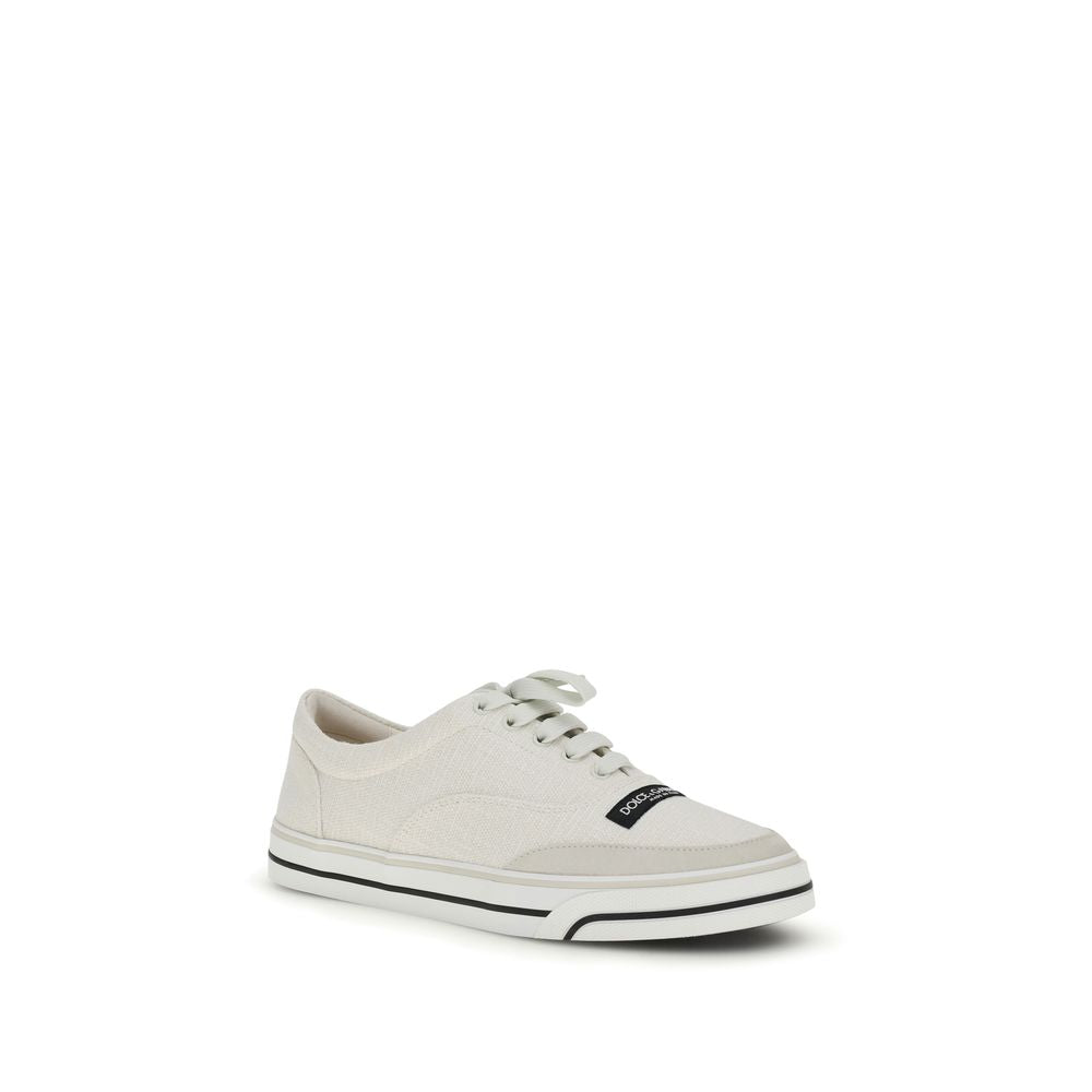 Dolce & Gabbana White Linen Low Top Sneakers