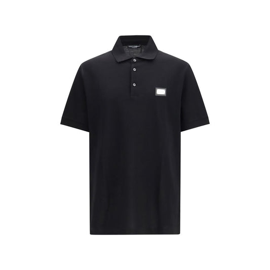 Dolce & Gabbana Poloshirt aus schwarzer Baumwolle