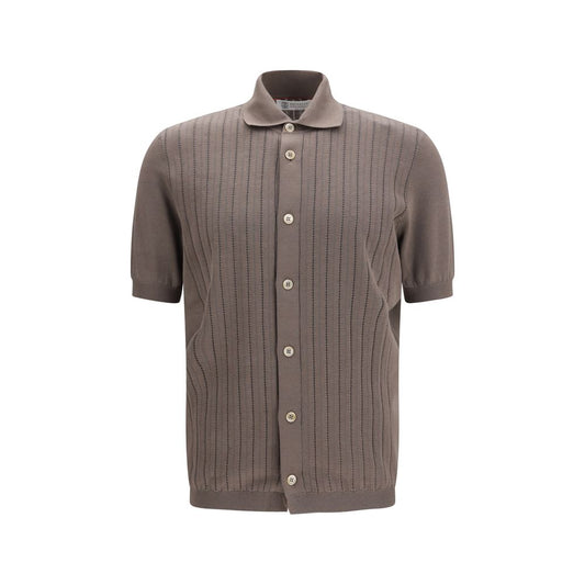 Brunello Cucinelli Brown Cotton Polo Shirt