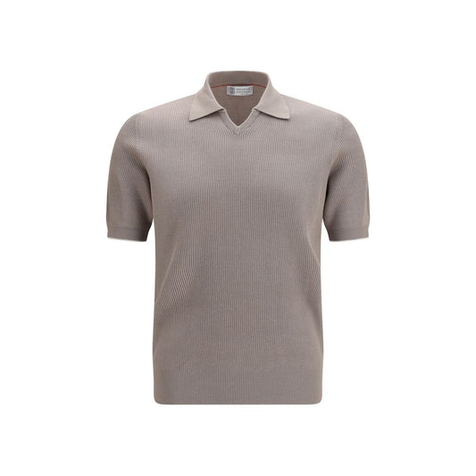 Brunello Cucinelli Grau Baumwoll-Polohemd