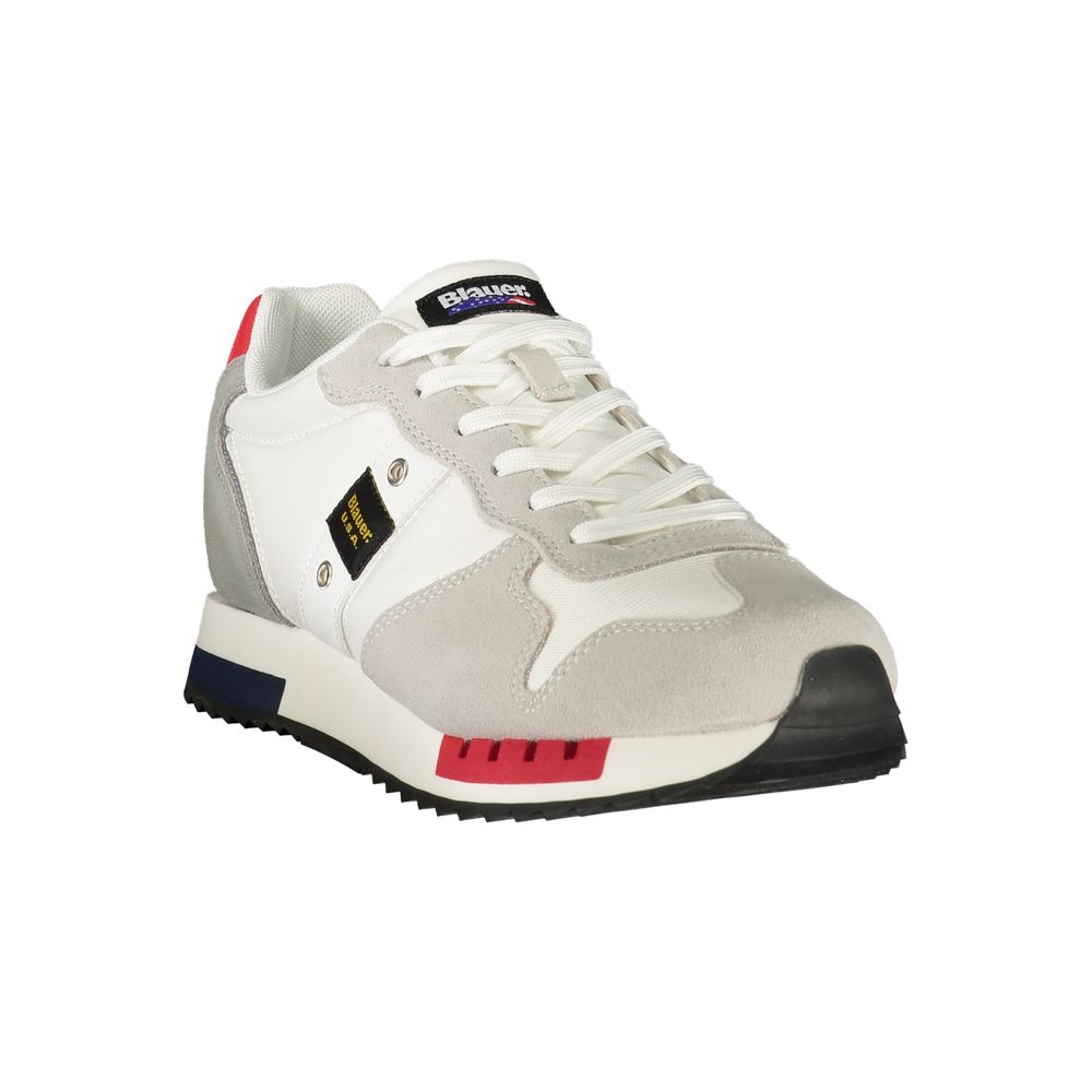 Blauer White Polyurethane Mens Sneaker