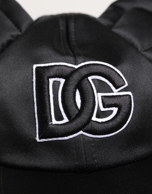 Dolce & Gabbana Men Black Velvet Animal Ears Baseball Cap Hat