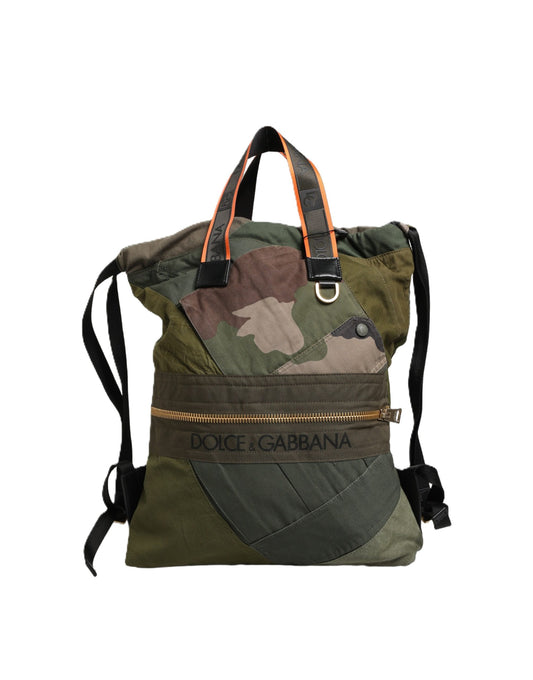 Dolce & Gabbana Militärgrüner Patchwork Rucksack Borse Herren Tasche