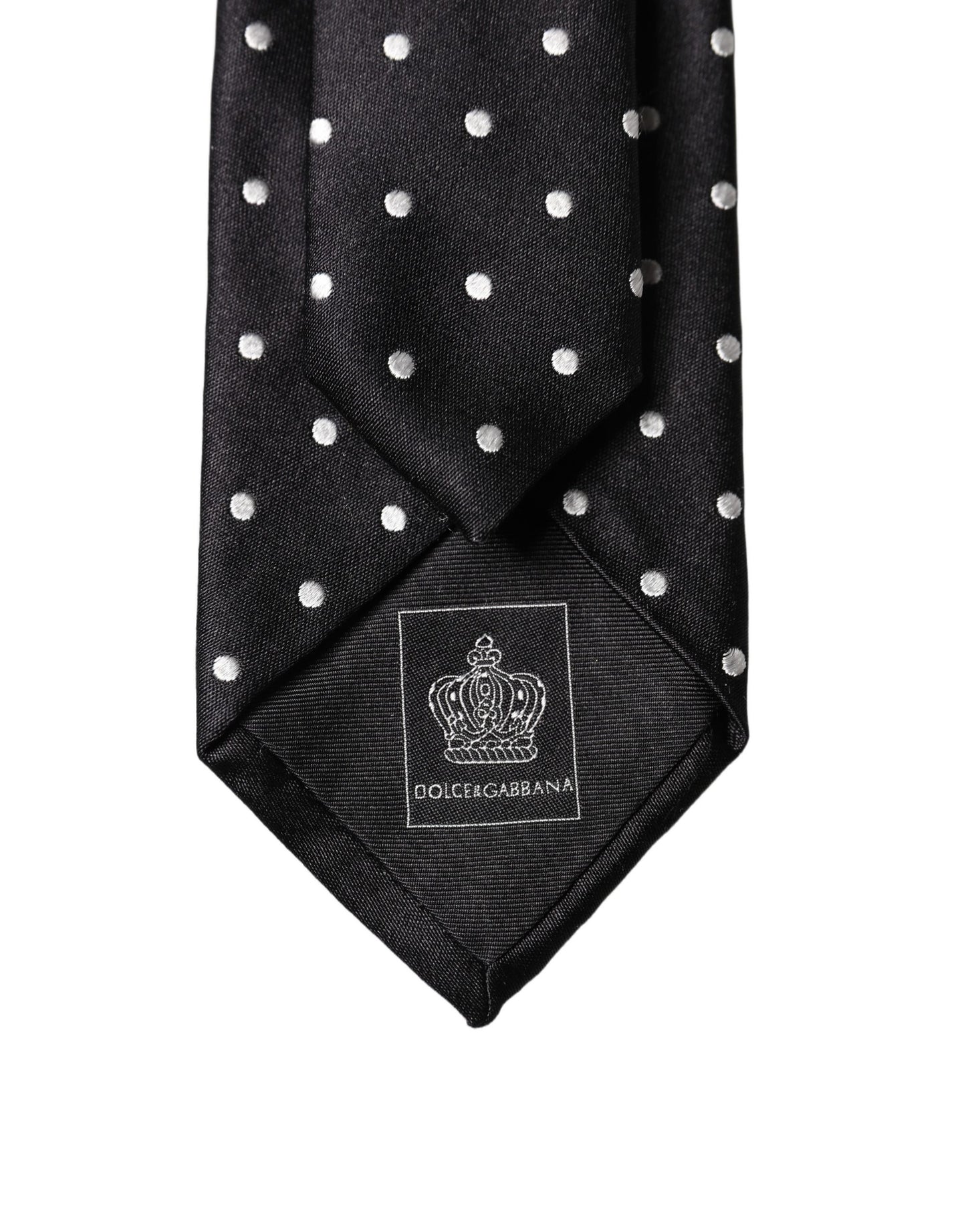 Dolce & Gabbana Zwart-Wit Polka Dots Zijden Verstelbare Heren Stropdas