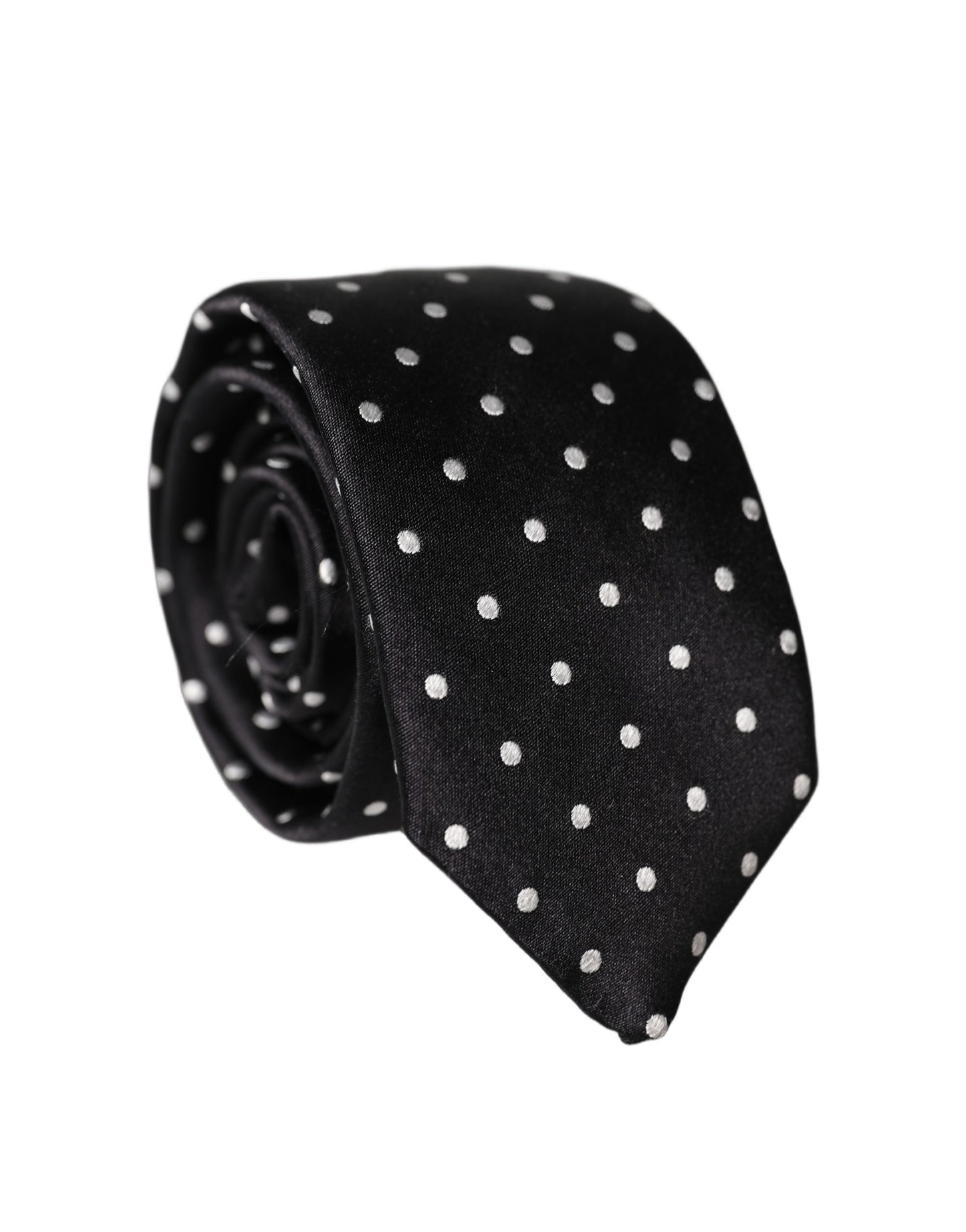 Dolce & Gabbana Zwart-Wit Polka Dots Zijden Verstelbare Heren Stropdas