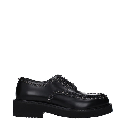 Valentino Garavani Black Leather Oxfords And Derbies