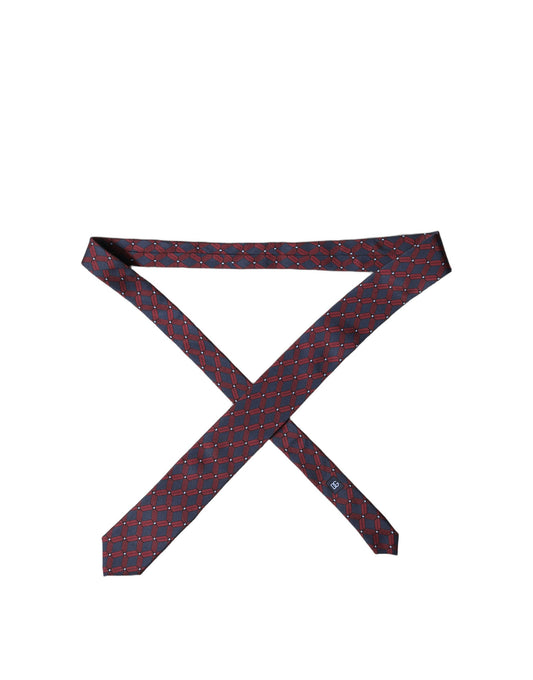 Dolce & Gabbana Blue Red Patterned 100% Silk Adjustable Men Necktie Tie