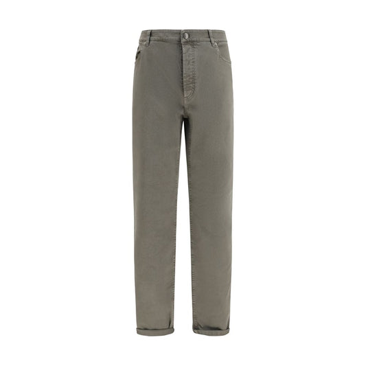 Brunello Cucinelli Bicolor Cotton Relaxed Fit Jeans