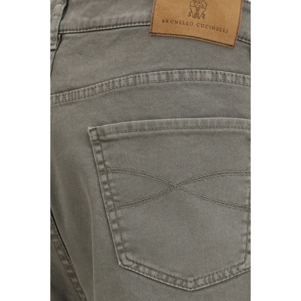 Brunello Cucinelli Bicolor Cotton Relaxed Fit Jeans