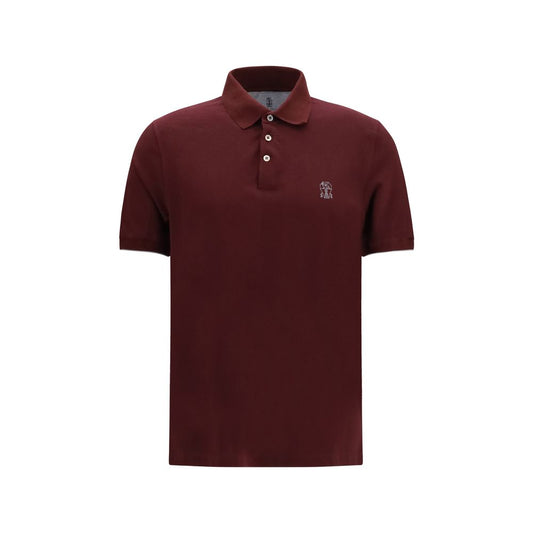 Brunello Cucinelli Bordeaux Cotton Polo Shirt